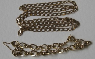 A modern flat gold link necklace and a bracelet
