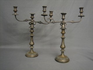 A pair of 19th Century silver plated 3 light candelabrum