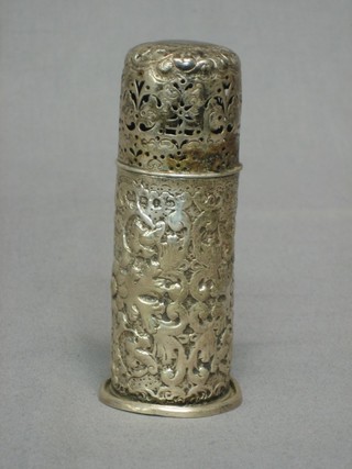 A Victorian pierced and embossed silver bottle holder Birmingham 1893, 3 ozs
