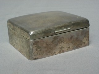 A silver cigarette box with hinged lid 4" (marks rubbed)