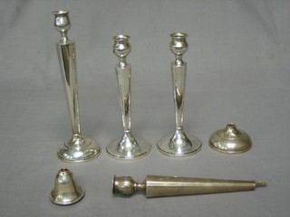 2 pairs of American Sterling candlesticks 8" and 10" (1 pair f)