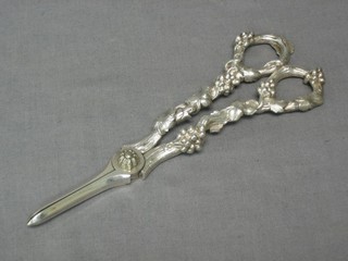 A good pair of silver plated grape scissors with vinery decoration