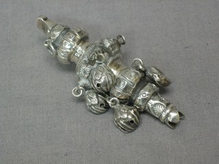 A Victorian silver rattle incorporating a whistle (no teething bar)