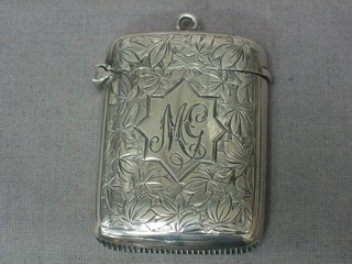 An Edwardian engraved silver vesta case, Birmingham 1904, 1 ozs