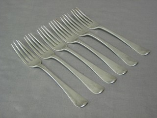 A set of 6 George III silver Old English pattern table forks, London 1808, 12 ozs