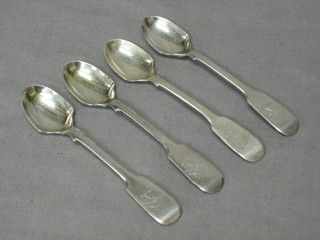 4 George IV silver fiddle pattern coffee spoons, Exeter 1843, 2 ozs
