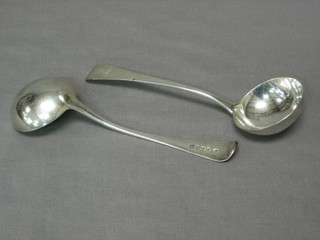 A pair of Georgian silver Old English pattern sauce ladles, London 1779 4 ozs