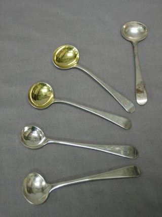 5 George III Old English pattern silver mustard spoons 1 ozs