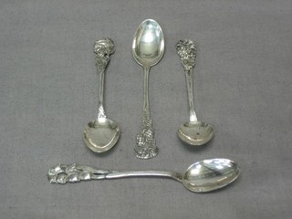 4 Eastern silver coffee spoons