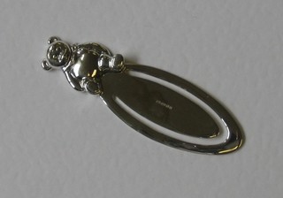 A Sterling silver bookmark in the form of a teddybear