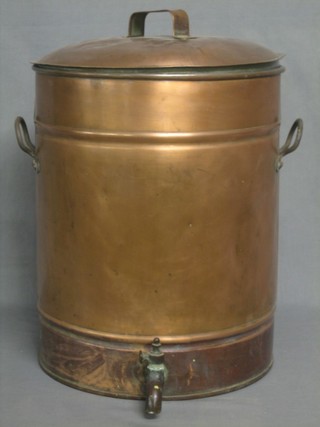 A large 19th Century copper twin handled urn 19"
