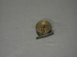 A brass centre pin fishing reel 2"