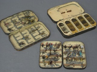 3 rectangular metal fly cases and contents