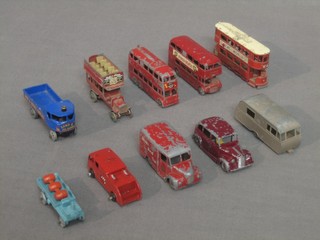 A Lesney London Trolley Bus, do. Route Master, do. Tram, Austin Metropolitan Taxi and 6 other toy cars