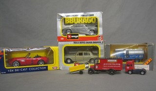 A Corgi Classic model AEC 800 2 Ton Cab Over, 2 Burago models and 2 other model vehicles, boxed