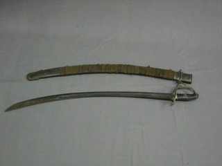A 19th Century heavy Cavalry sabre with 33" blade, complete with scabbard
