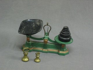 A pair of Avery domestic pan scales complete with weights