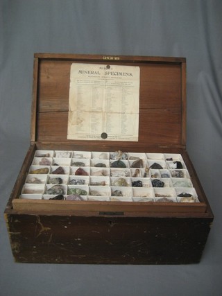 A Murby's mineral specimen set in 4 trays, contained in a rectangular box with hinged lid