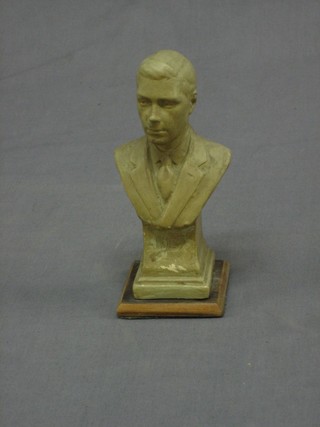 A plaster head and shoulders portrait bust of H M King George VI 7"