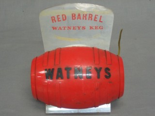 A Whitbread Red Barrel advertising lamp in the form of a barrel 7"