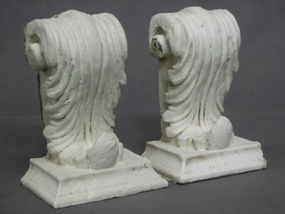A pair of Victorian plaster Vitruvian style scrolls 6"