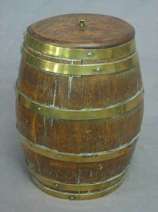 A coopered oak barrel 10"