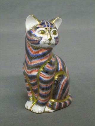 A Royal Crown Staffordshire figure of a seated cat, base marked L, 5"