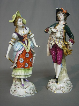 A pair of Coalport porcelain figures of Gallant and Belle (f and r)