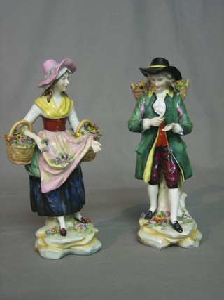 A pair of 19th Century porcelain figures in the form of street vendors 9 1/2"