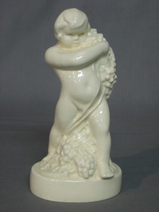 A Phoebe Stabler style blanc de chine pottery figure of a standing Bacchus 7"