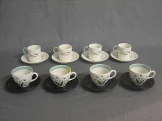 An  8 piece Wedgwood Tiger Lily pattern tea service comprising 4 cups and 4 saucers and 1 other coffee services