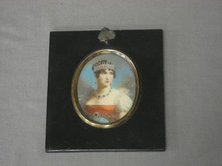 A portrait miniature of an Empress 3", contained in an ebonised frame