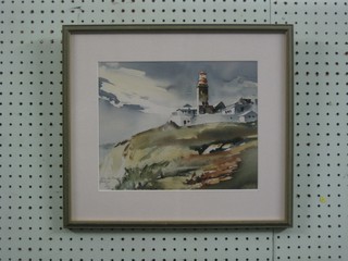 A Continental watercolour drawing "Light House" 9" x 11" inscribed bottle left hand corner