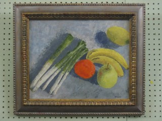 Rosemary Drew, oil on paper, still life study "Fruit" 11" x 14"