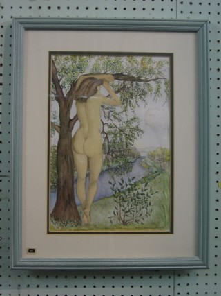Molly (Young) Garland, watercolour drawing "Admiring The View" 13" x 9 1/2"