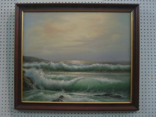 Oil on canvas "Sea Scape" indistinctly signed to bottom right hand corner 20" x 24"