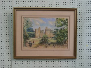 Alfreda Mackenzie, pastel drawing "Bodiam Castle" 10" x 14"