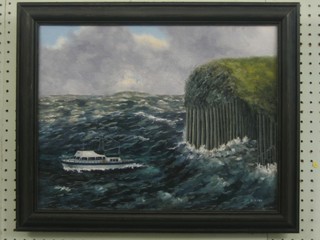 D Hart, oil on canvas "Fingles Cave" 13" x 18"