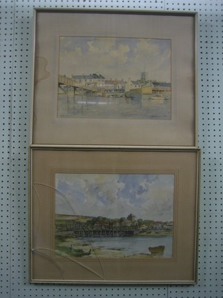 J H Powell, pair of watercolour drawings "The Old Toll Bridge Shoreham and The Foot Bridge Shoreham" 10" x 14"