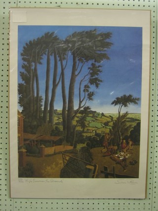 After Simon Patuce, a coloured print "High Summer"  signed in the margin 21" x 17", unframed