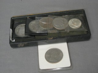A 1972 American dollar, a 1967 half dollar and a small collection of crowns etc