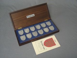 12 silver ingot plaques - The Royal Arms of England 18 ozs, boxed