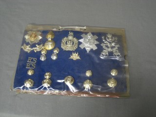A collection of stay bright Highland Regt. cap badges including Argyle and Sutherland Highlanders, Black Watch, etc