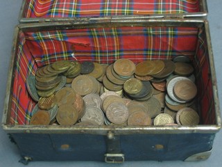 A small leather case of coins