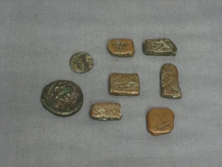 6 early Eastern hammered copper coins and 2 other early copper coins