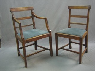 A set of 7 19th Century mahogany bar back dining chairs comprising 1 carver, 6 standard