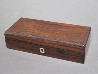 A Victorian rectangular rosewood shallow trinket box with hinged lid 10"