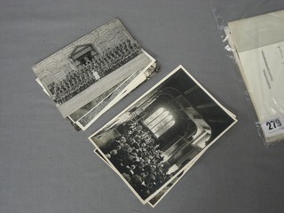 5 various black and white photographs of Queen Mary with The Home Guard, a group photograph of Queen Mary with The Guard of the Royal Berkshire Regt. 1944, 1 other inspecting War damage and 1 other Church Service