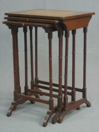 A nest of 3 19th Century inlaid mahogany tables 19"