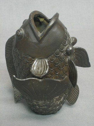 A bronze figure of a carp 6"
